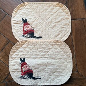 Vintage B. Kliman “I’d Rather Be Mousing” Cat Quilted Placemat ,Set of 2 , EUC